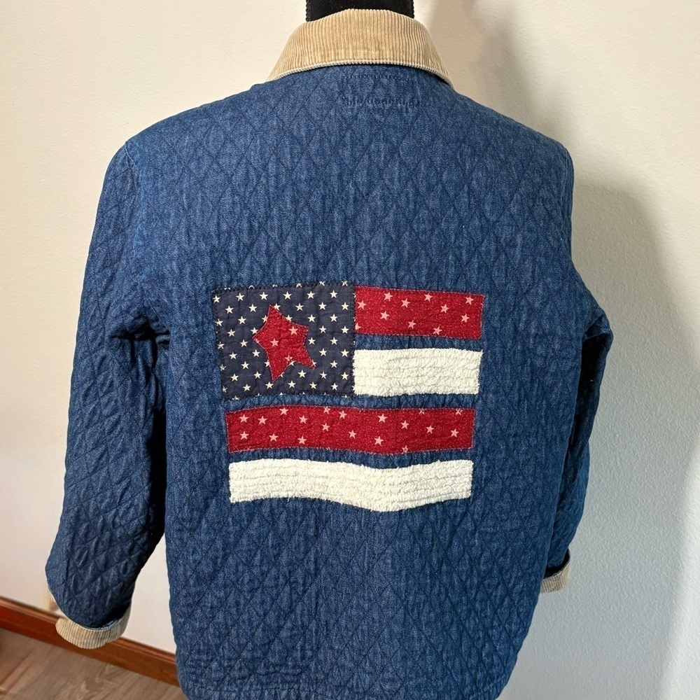 VTG Haiks Size L Quilted Denim Blue Jean Chore Coat Country American Corduroy‌‌